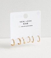 New Look 3 Pack Gold Twist Mini Hoop Earrings